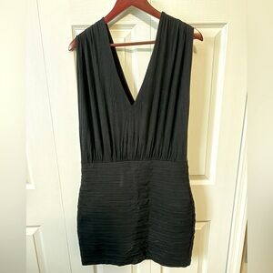 Women’s Express black deep v neck body con dress size L